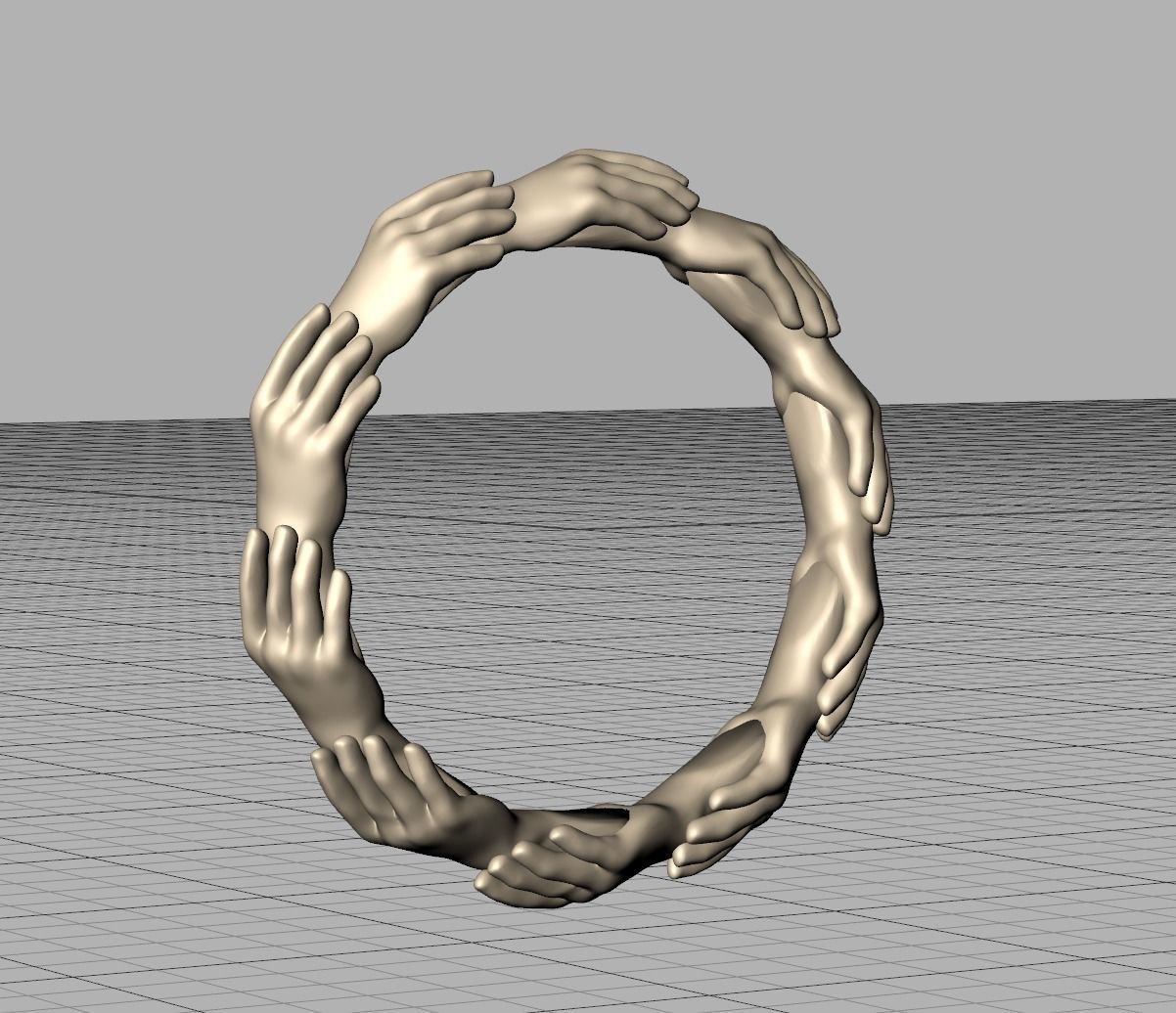 Hands Band Ring Own design Wedding Band 7US size 3D print model_14
