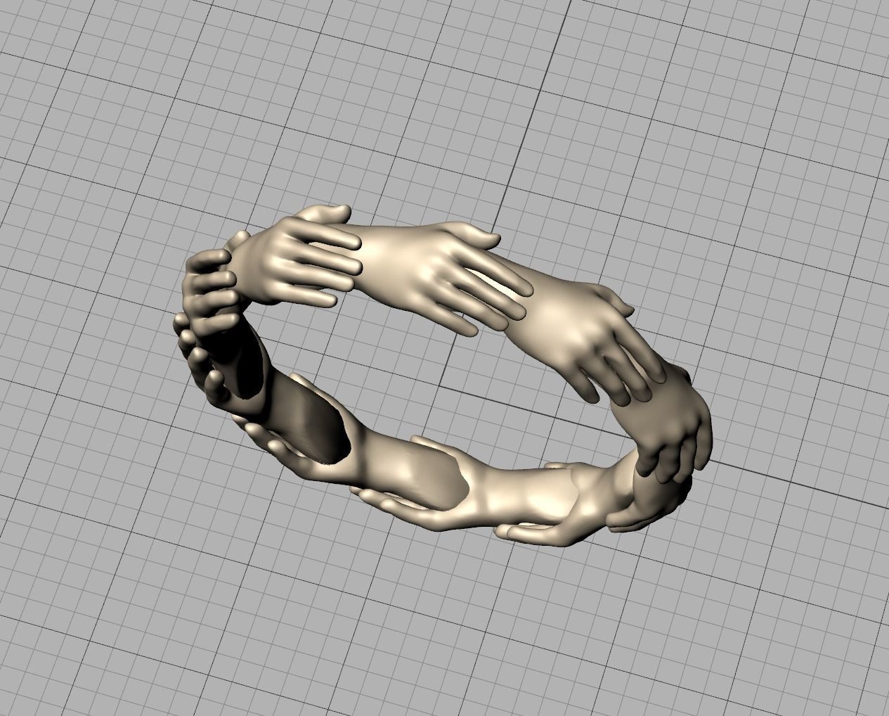 Hands Band Ring Own design Wedding Band 7US size 3D print model_20