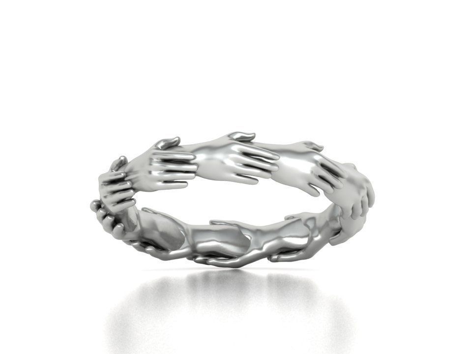 Hands Band Ring Own design Wedding Band 7US size 3D print model_4