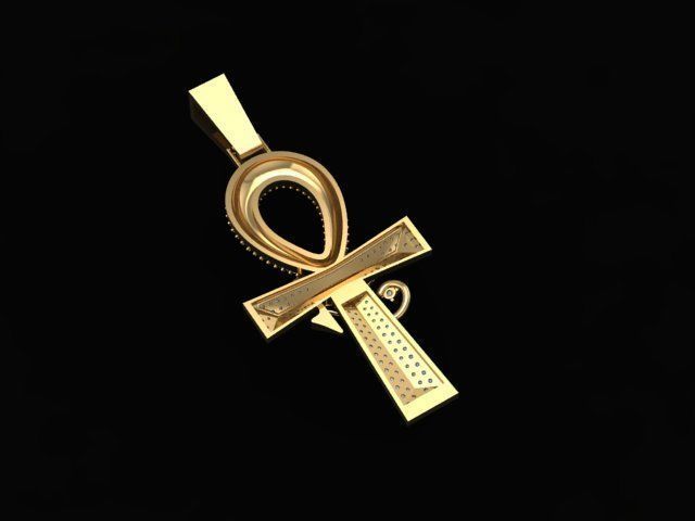 ankh cross with eye of horus pendant 3D print model_17