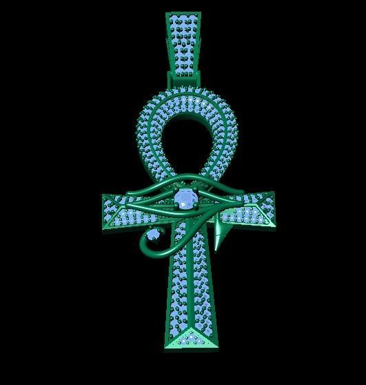 ankh cross with eye of horus pendant 3D print model_16