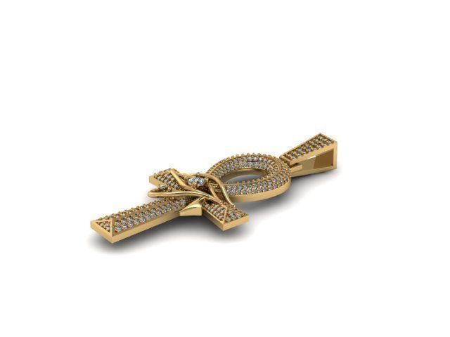 ankh cross with eye of horus pendant 3D print model_7