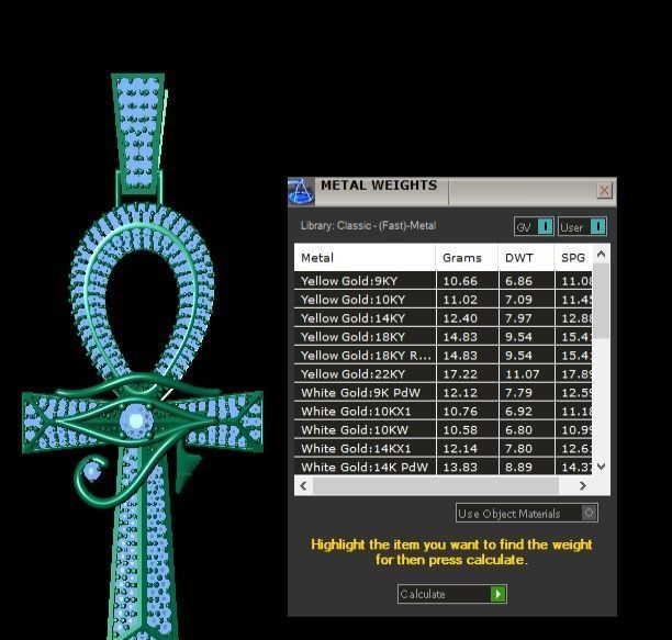 ankh cross with eye of horus pendant 3D print model_9