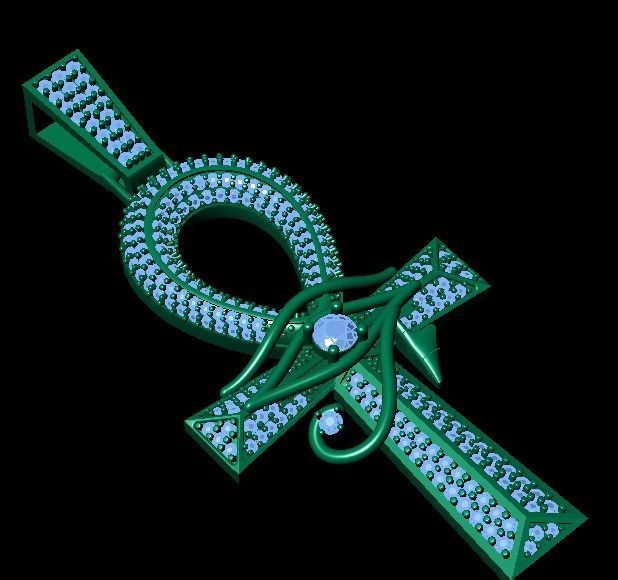 ankh cross with eye of horus pendant 3D print model_6