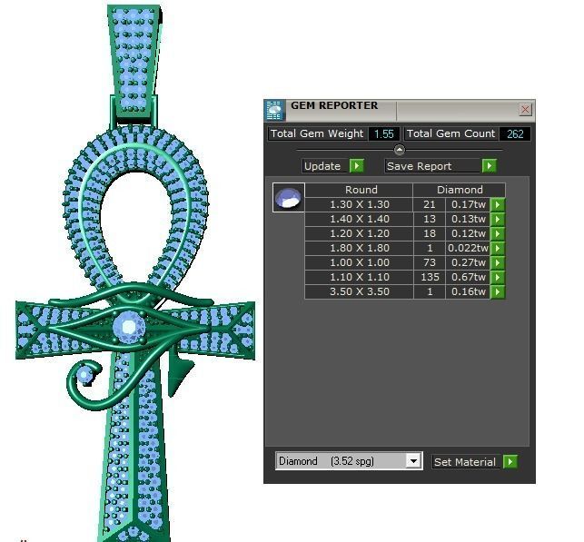ankh cross with eye of horus pendant 3D print model_8