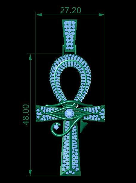 ankh cross with eye of horus pendant 3D print model_2