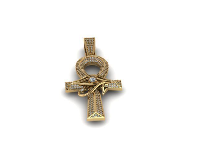 ankh cross with eye of horus pendant 3D print model_13