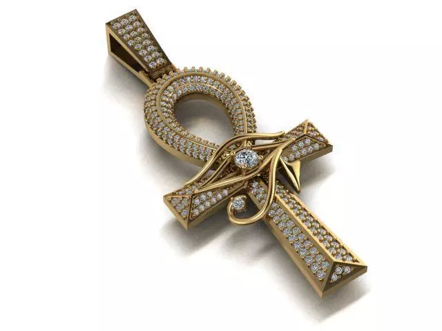 ankh cross with eye of horus pendant 3D print model_0