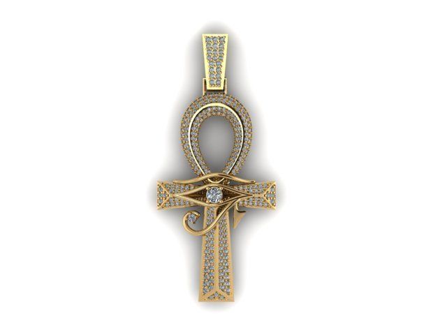 ankh cross with eye of horus pendant 3D print model_1
