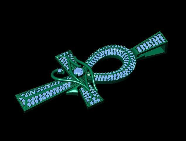 ankh cross with eye of horus pendant 3D print model_12