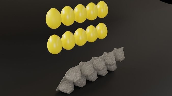 Smile Emoji Easter Eggs in Tray 3D model 3