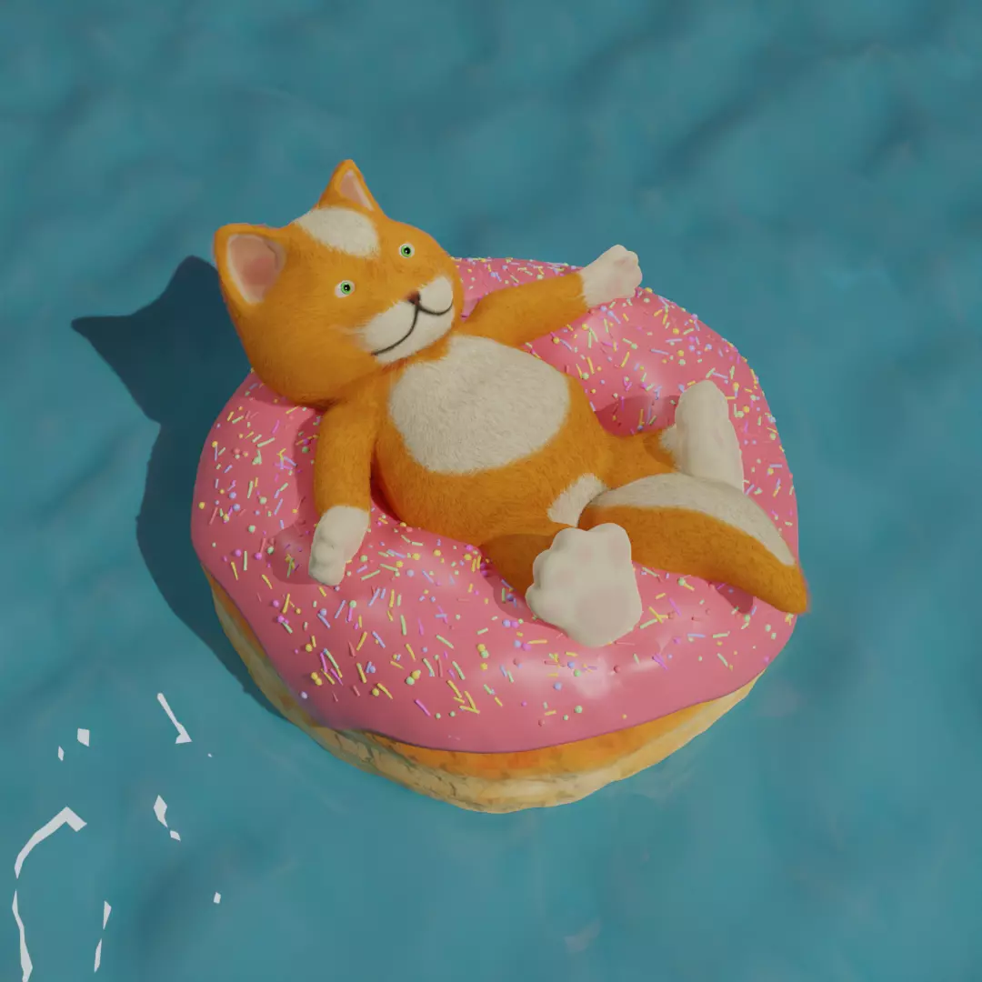 Donut cat Free low-poly 3D model