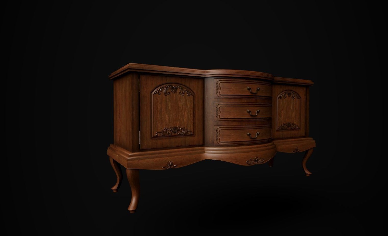 Victorian Chest Of Drawers 3D model_1