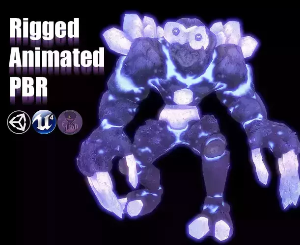 Golem Crystal 3D model Game Ready Low-poly 3D model