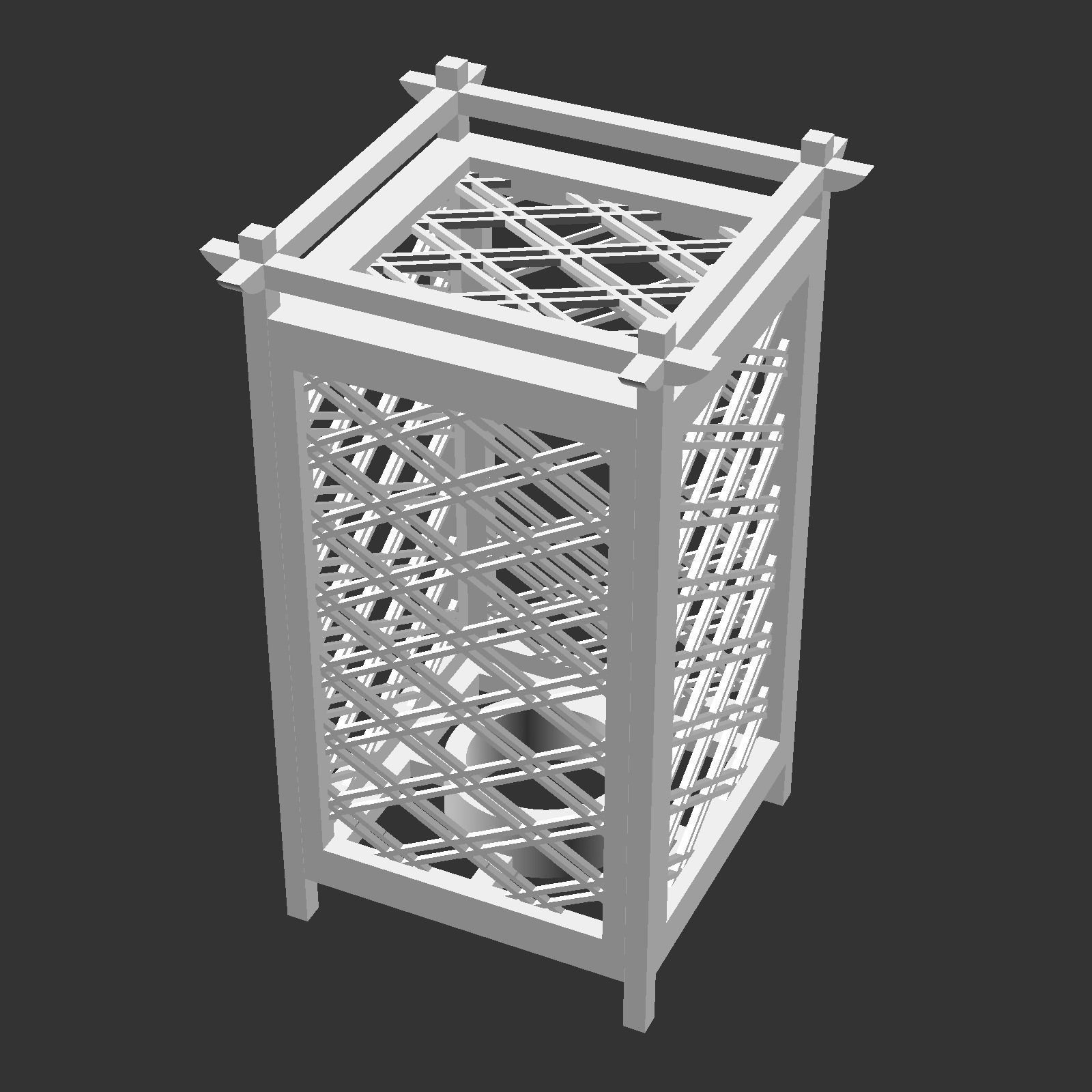 Kumiko Japanese Shoji Lantern - Futae-bishi 3D print model_4