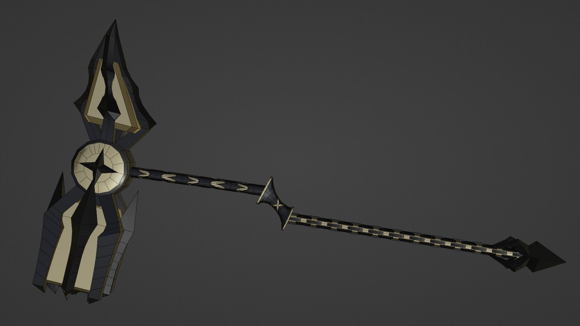 a fantasy large gold hammer  Free low-poly 3D model_1