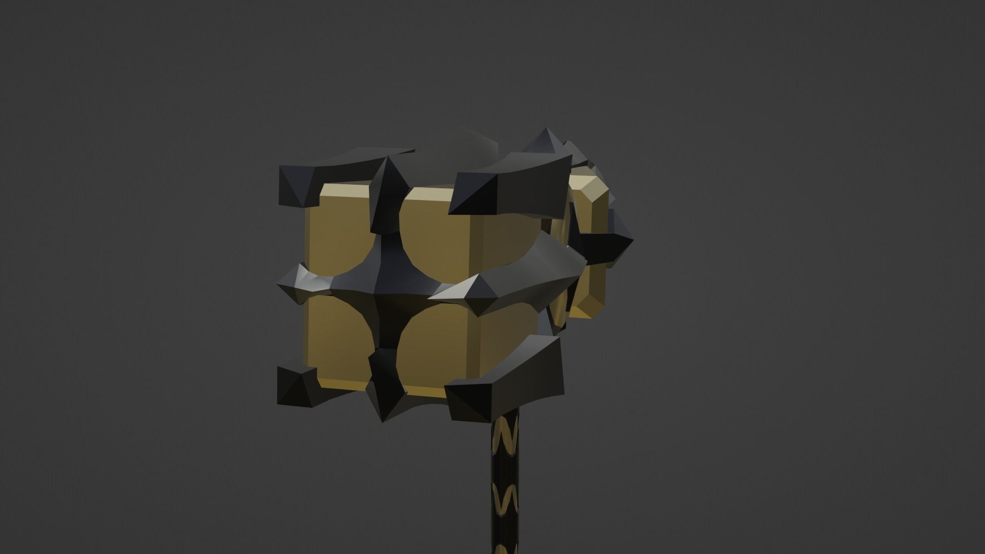 a fantasy large gold hammer  Free low-poly 3D model_9