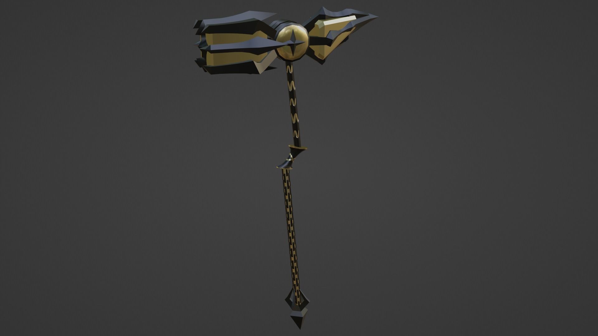 a fantasy large gold hammer  Free low-poly 3D model_7
