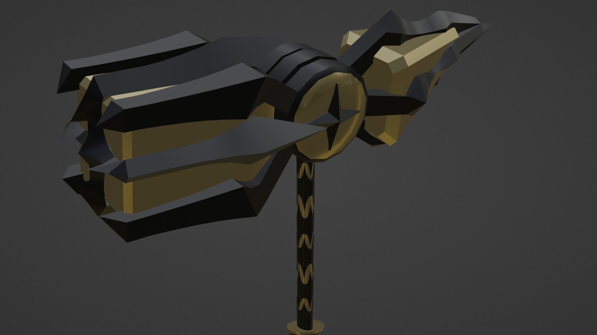 a fantasy large gold hammer  Free low-poly 3D model_8