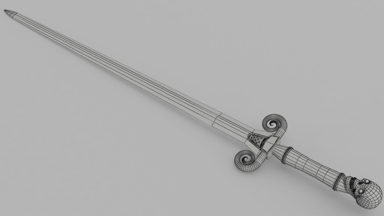 The Skull Cracker Sword Low-poly 3D model_6