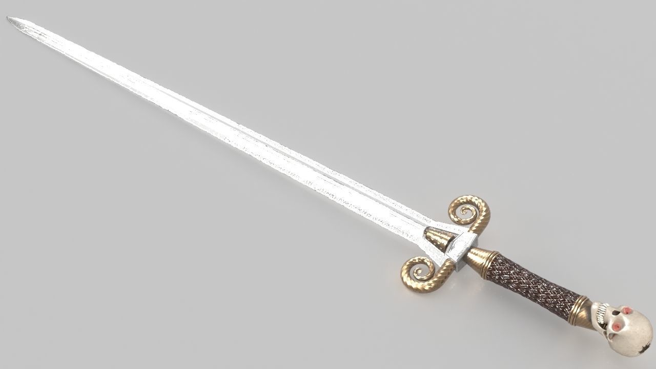 The Skull Cracker Sword Low-poly 3D model_5