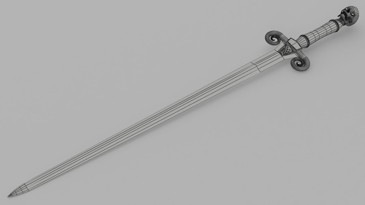 The Skull Cracker Sword Low-poly 3D model_4