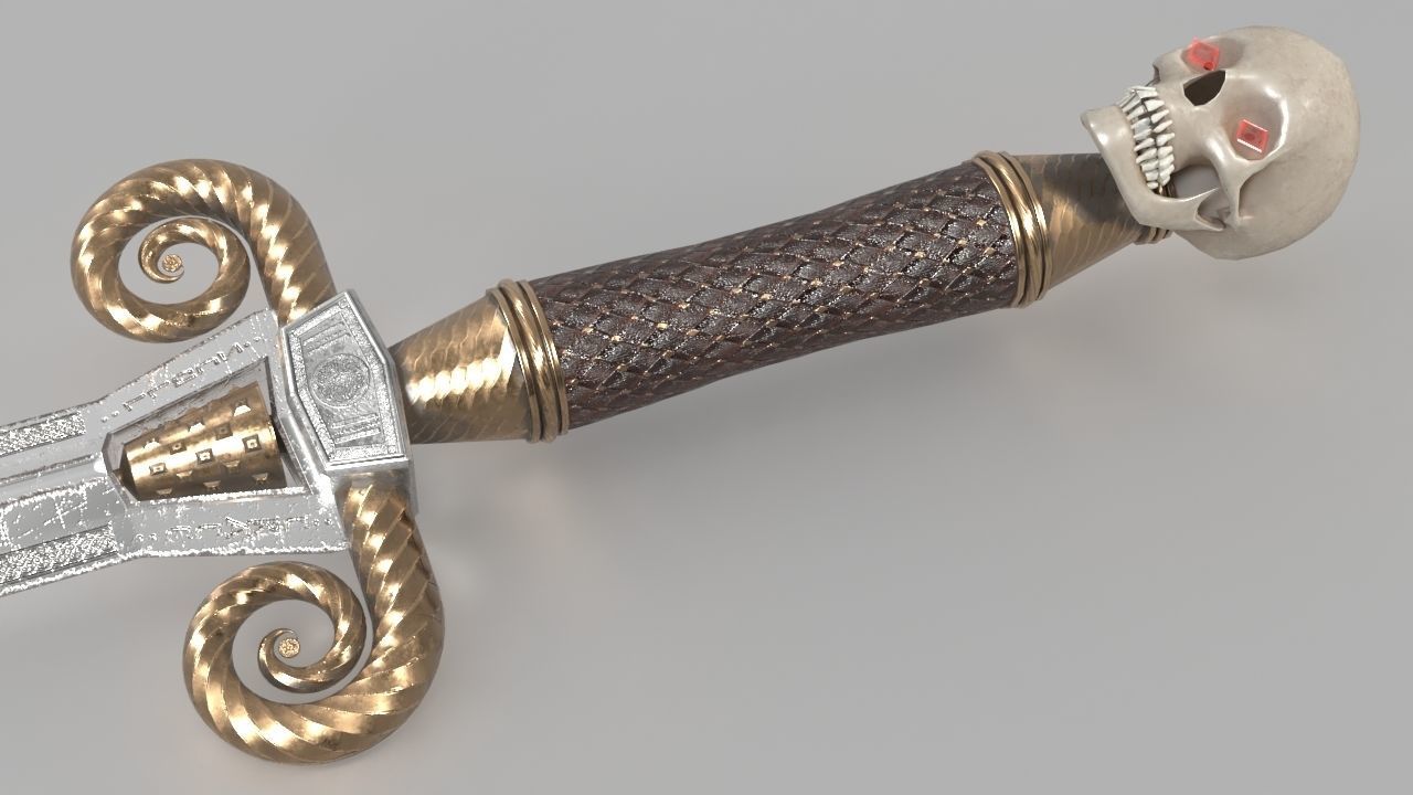 The Skull Cracker Sword Low-poly 3D model_9