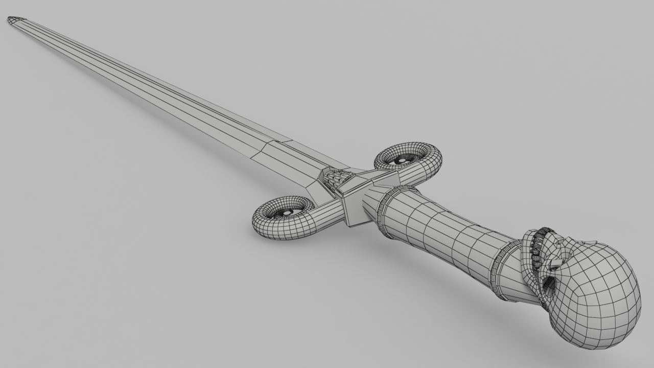 The Skull Cracker Sword Low-poly 3D model_2