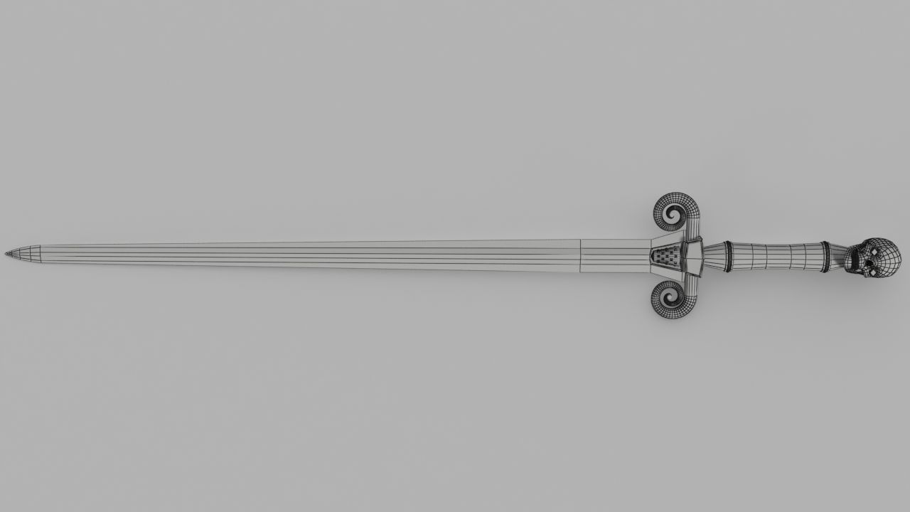 The Skull Cracker Sword Low-poly 3D model_8