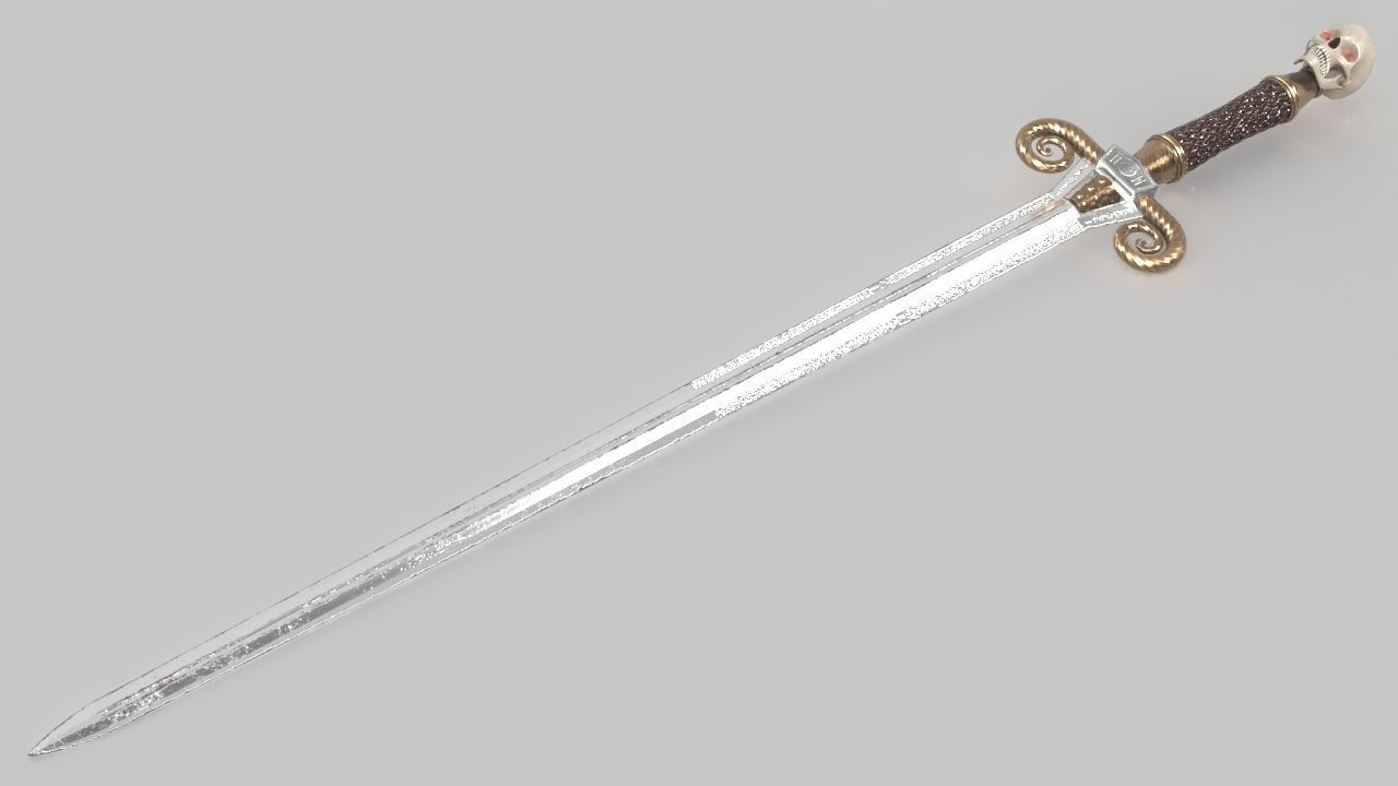 The Skull Cracker Sword Low-poly 3D model_3