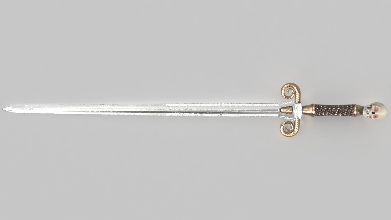 The Skull Cracker Sword Low-poly 3D model_7