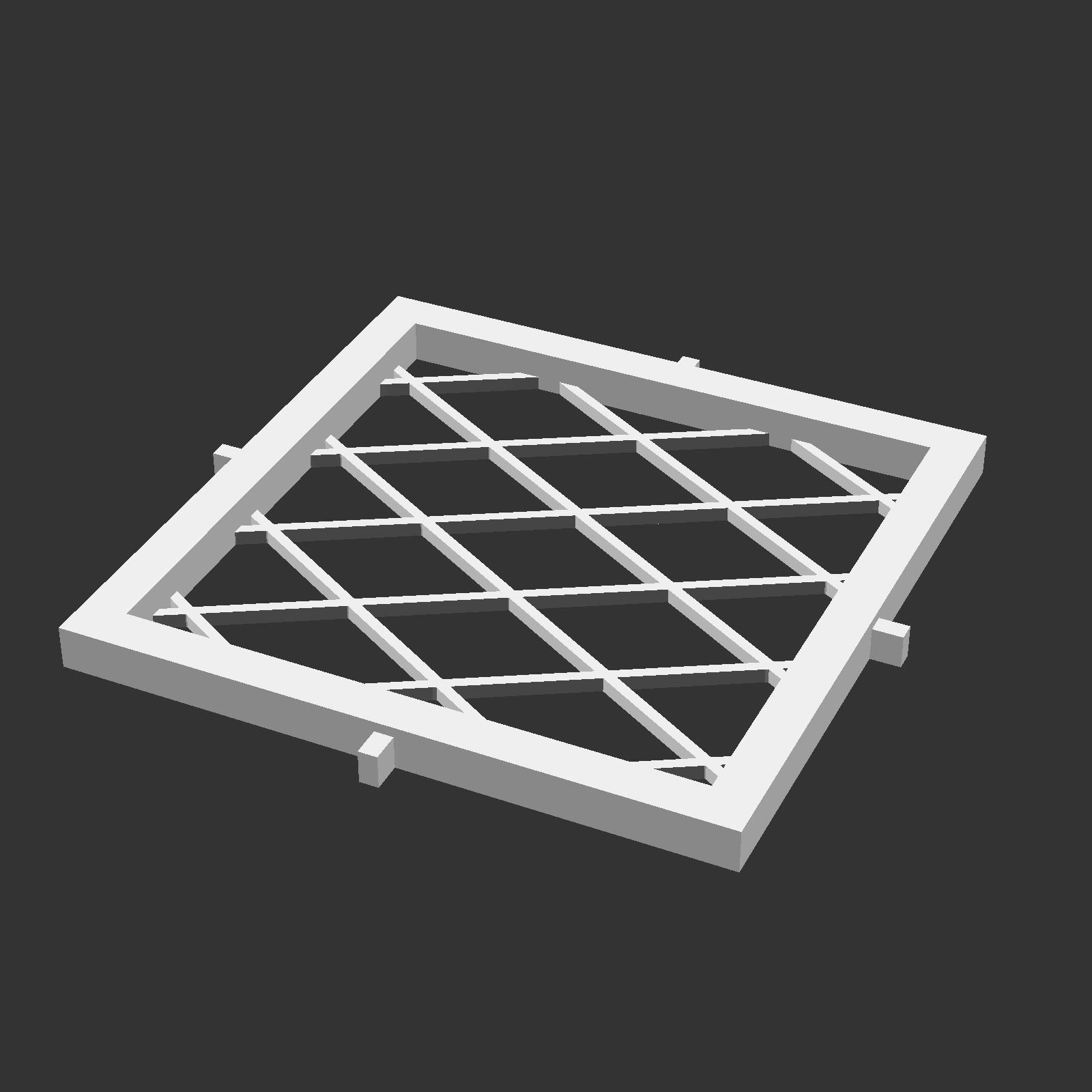 Kumiko Japanese Shoji Lantern - Hishi 3D print model_8