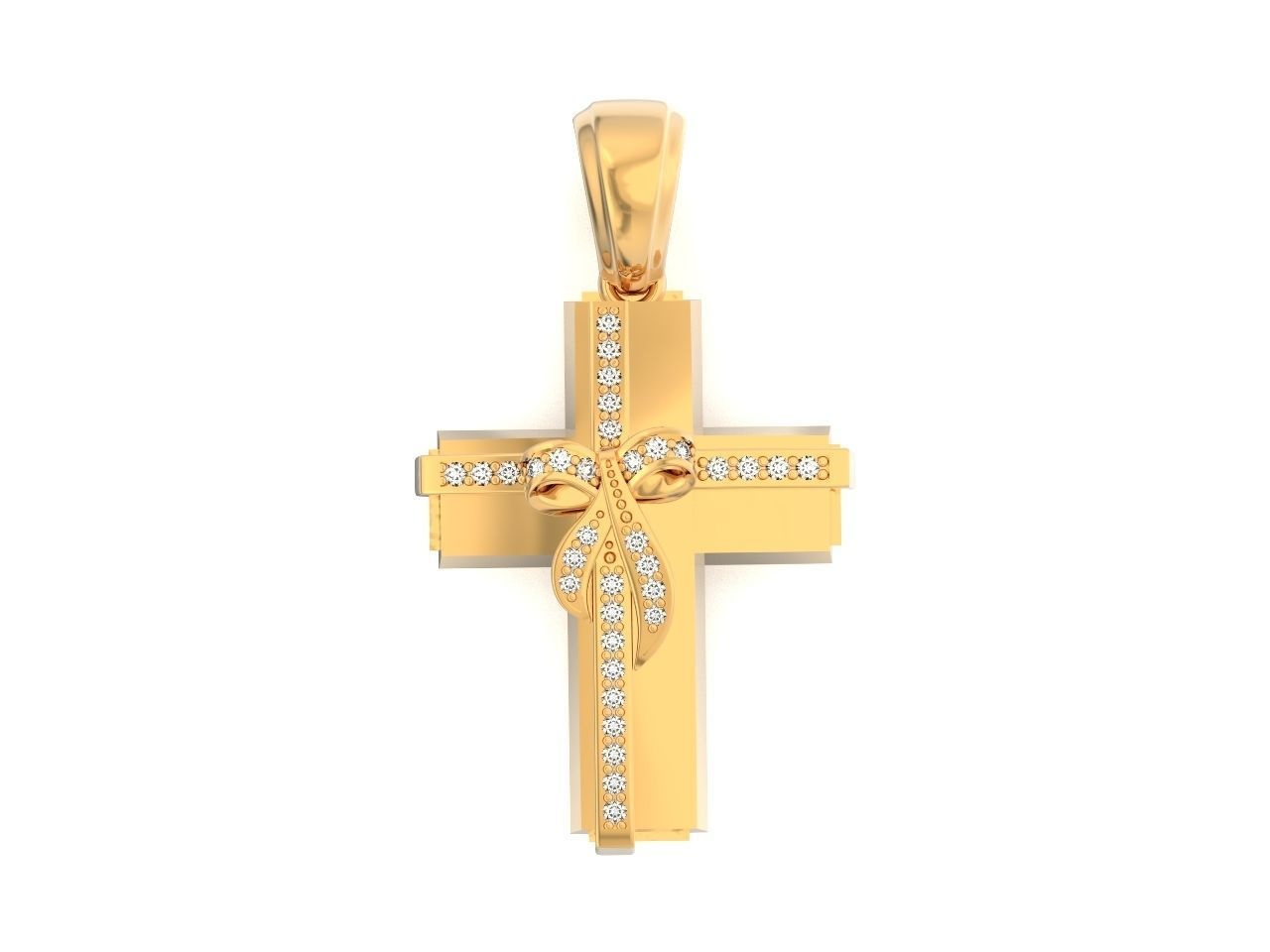 womens cross with a bow in stones 2675 3D print model_24