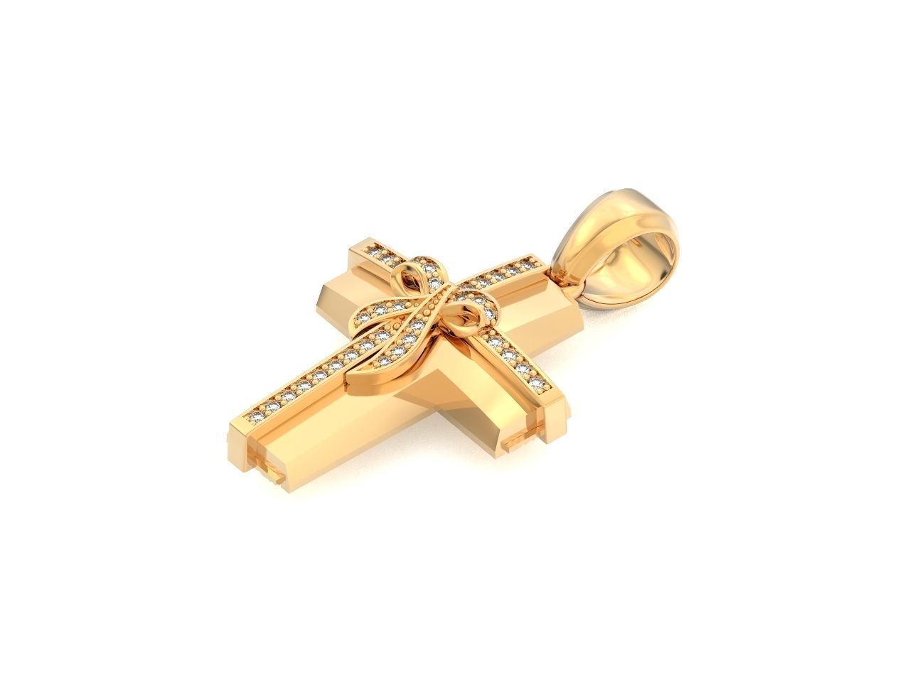 womens cross with a bow in stones 2675 3D print model_27