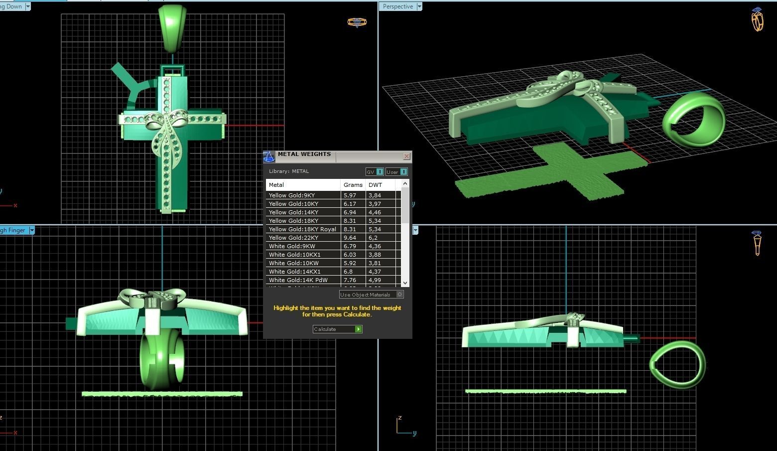 womens cross with a bow in stones 2675 3D print model_5