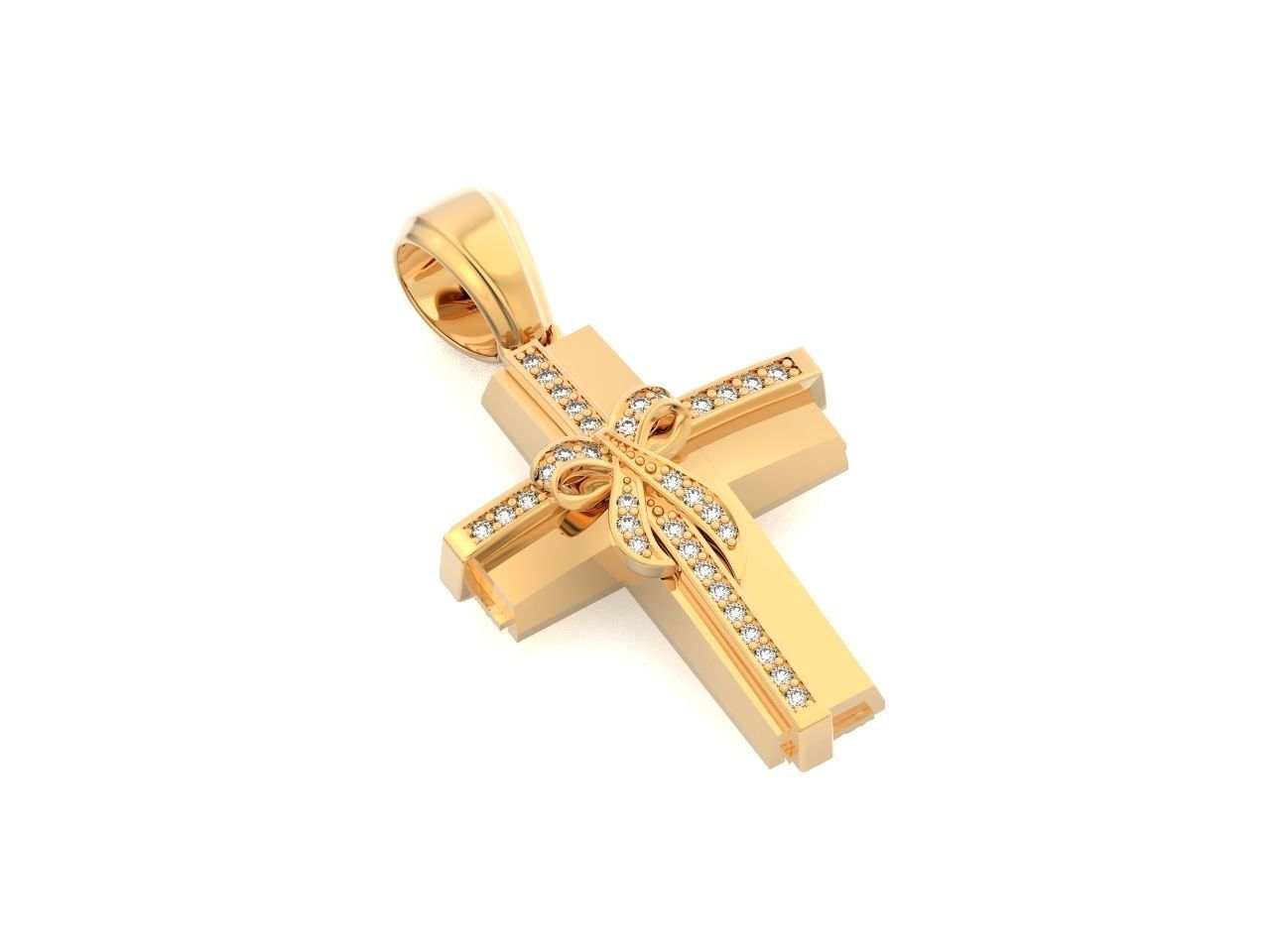 womens cross with a bow in stones 2675 3D print model_25