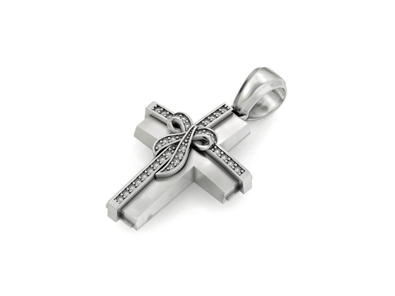 womens cross with a bow in stones 2675 3D print model_16