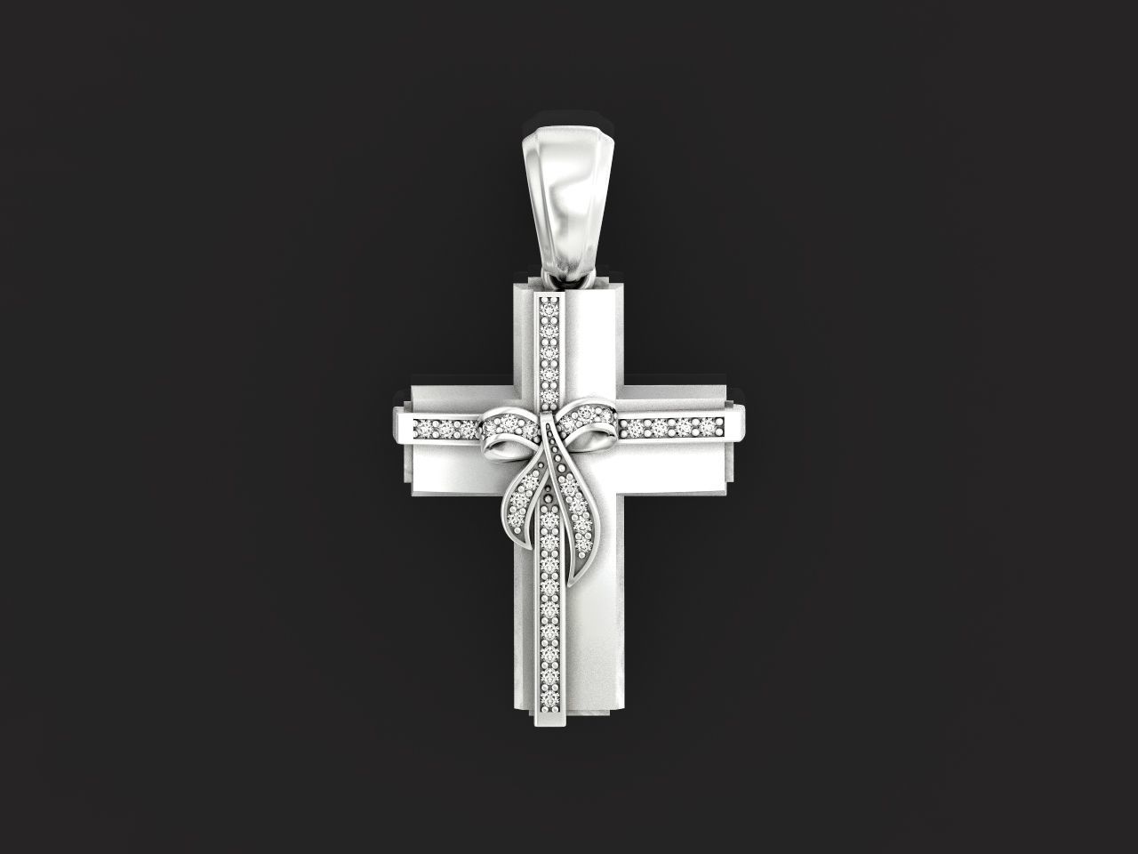 womens cross with a bow in stones 2675 3D print model_32