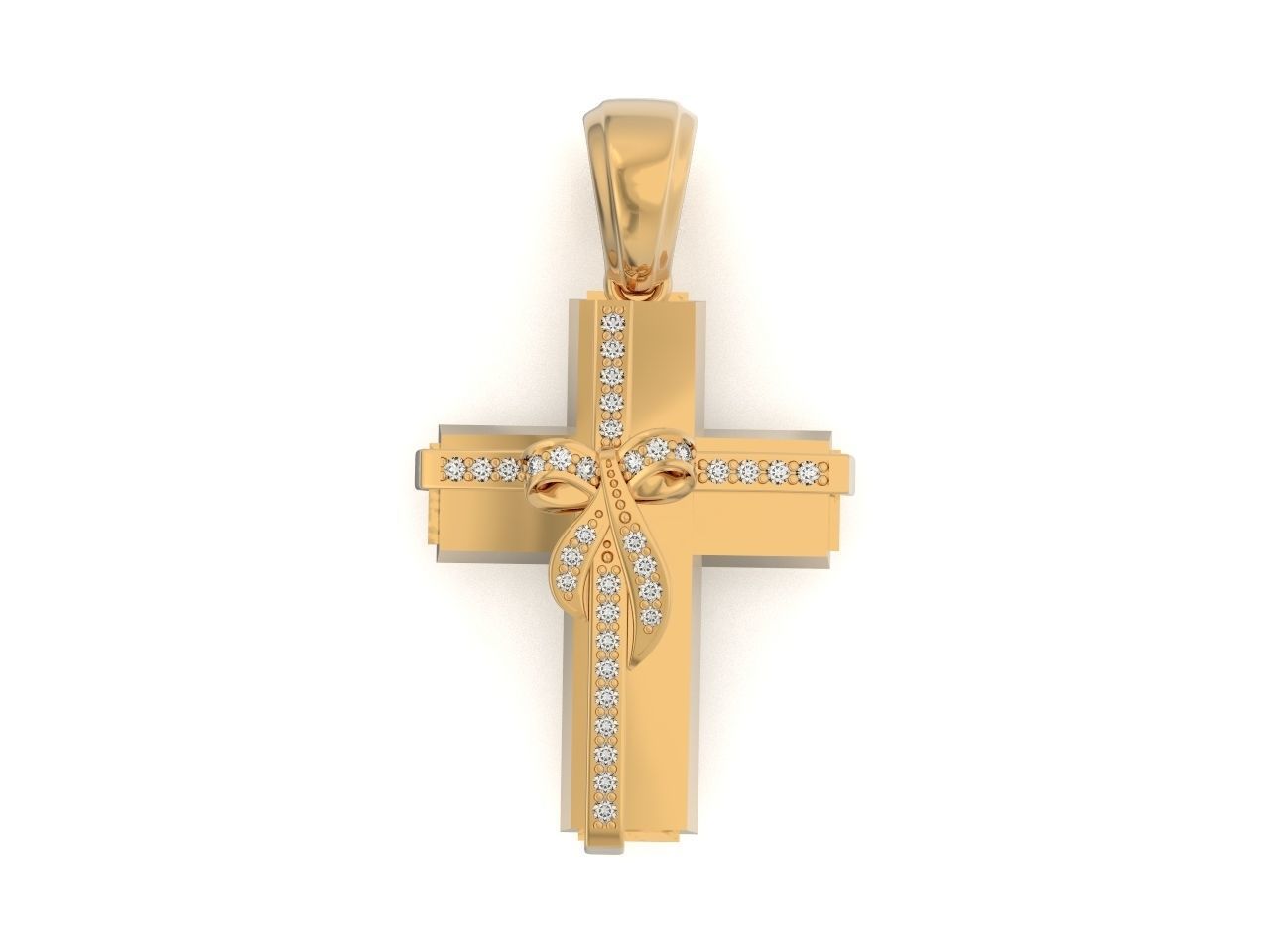 womens cross with a bow in stones 2675 3D print model_21