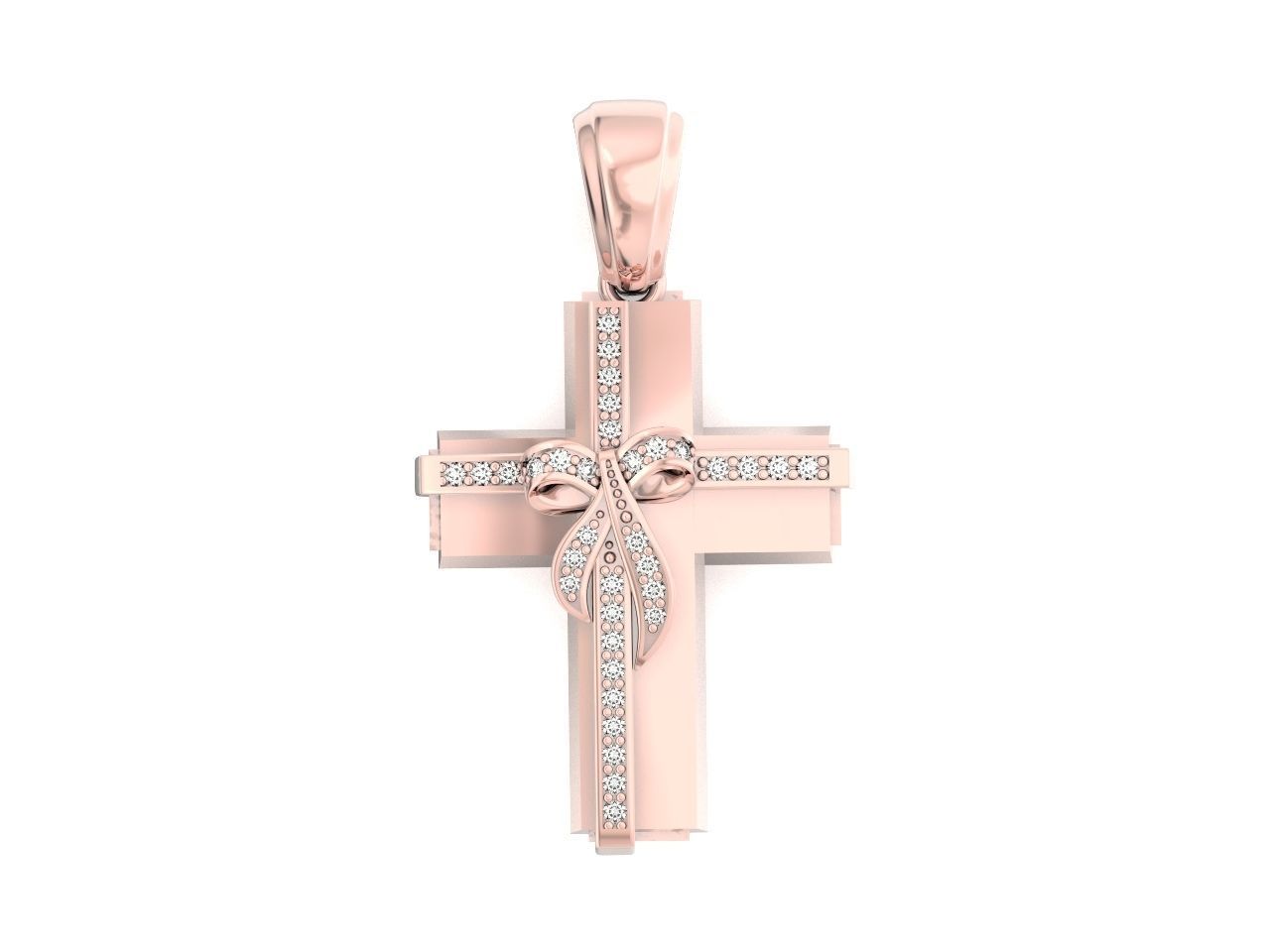 womens cross with a bow in stones 2675 3D print model_23