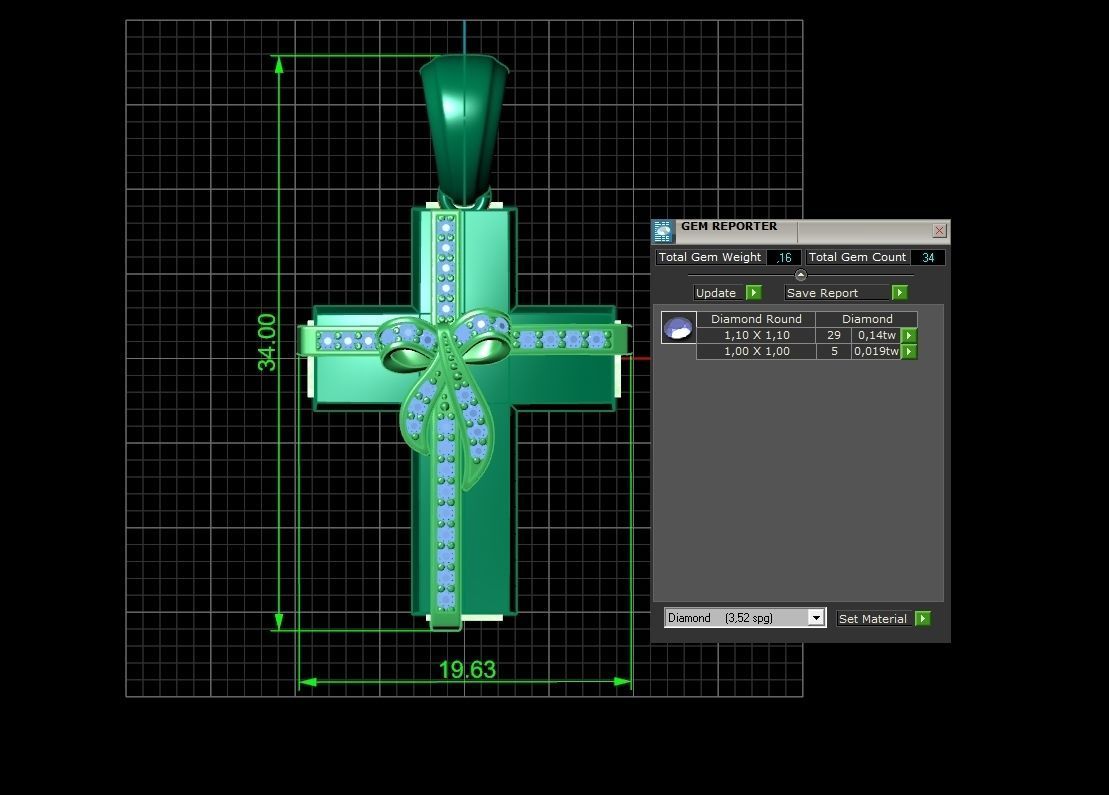 womens cross with a bow in stones 2675 3D print model_4