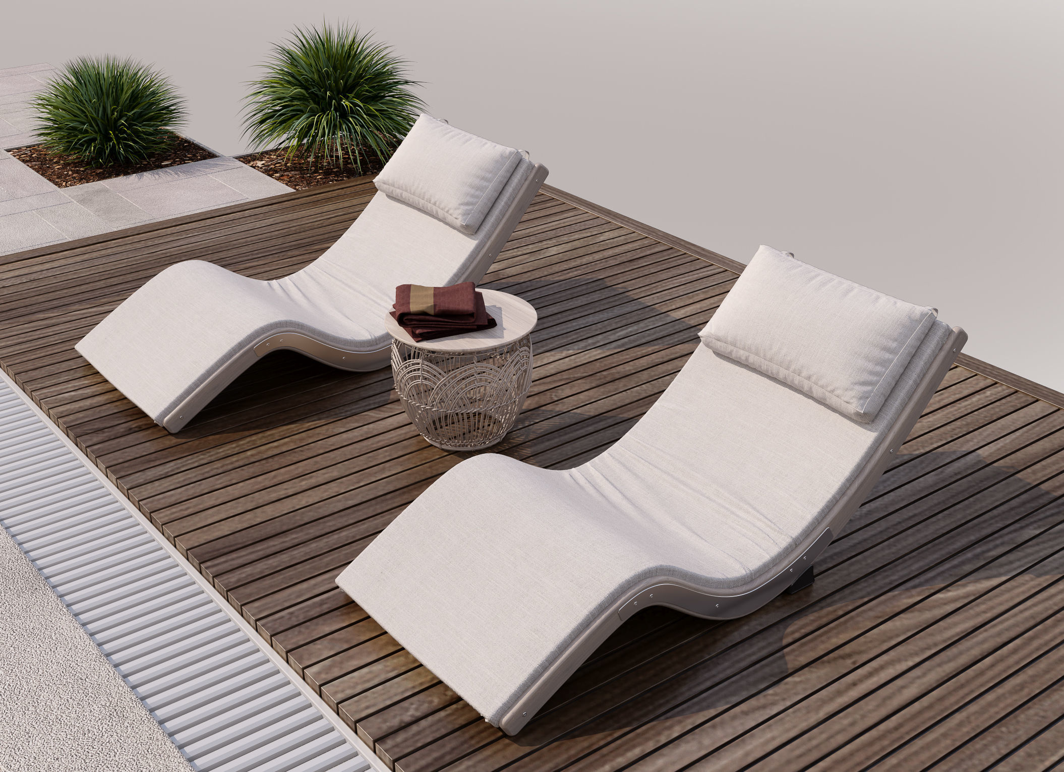 Pool Gazebo Plants and Fountains 3D model_10