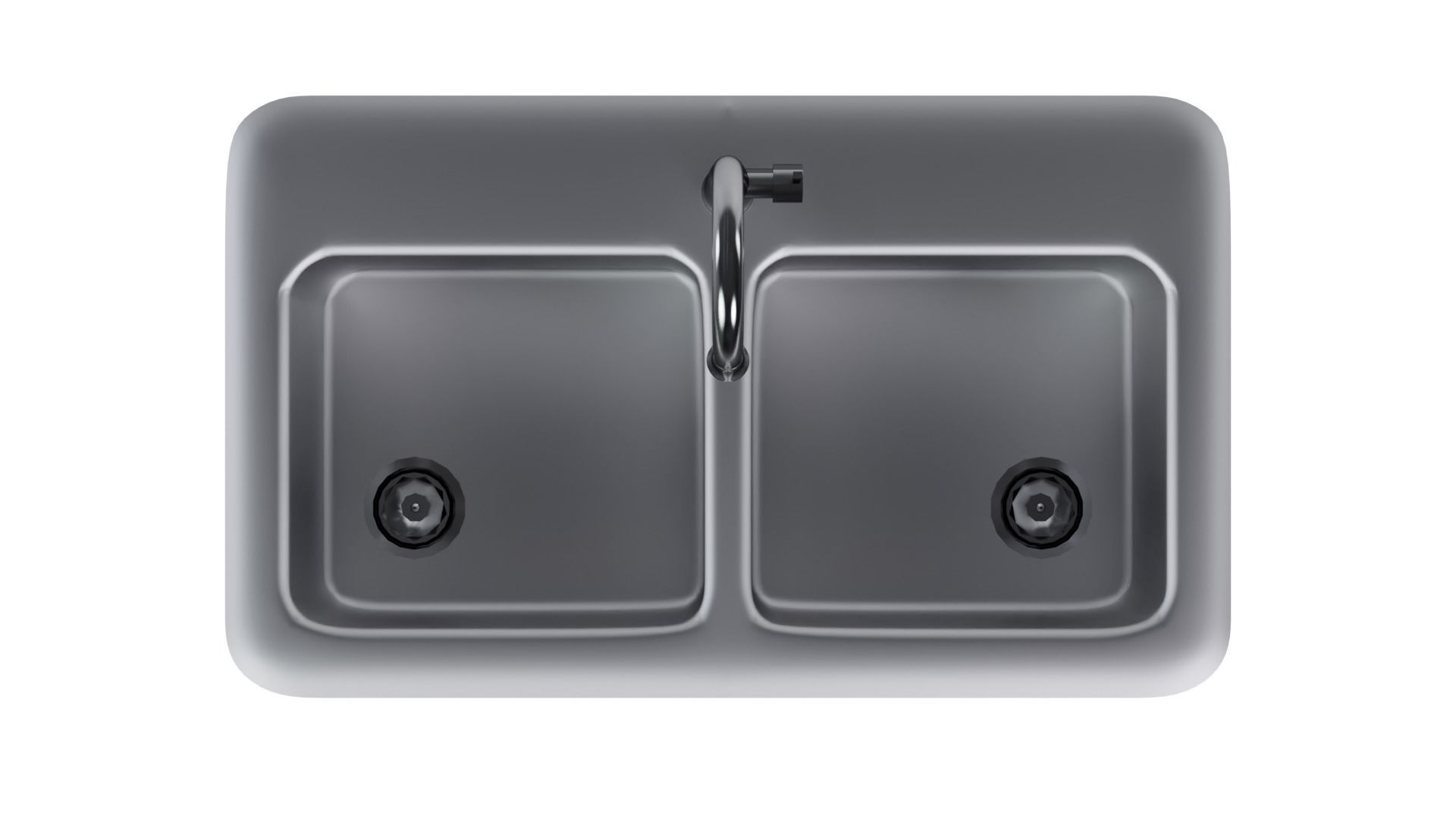 Low Poly Game ready Dual Kitchen sink with drain board  Low-poly 3D model_3