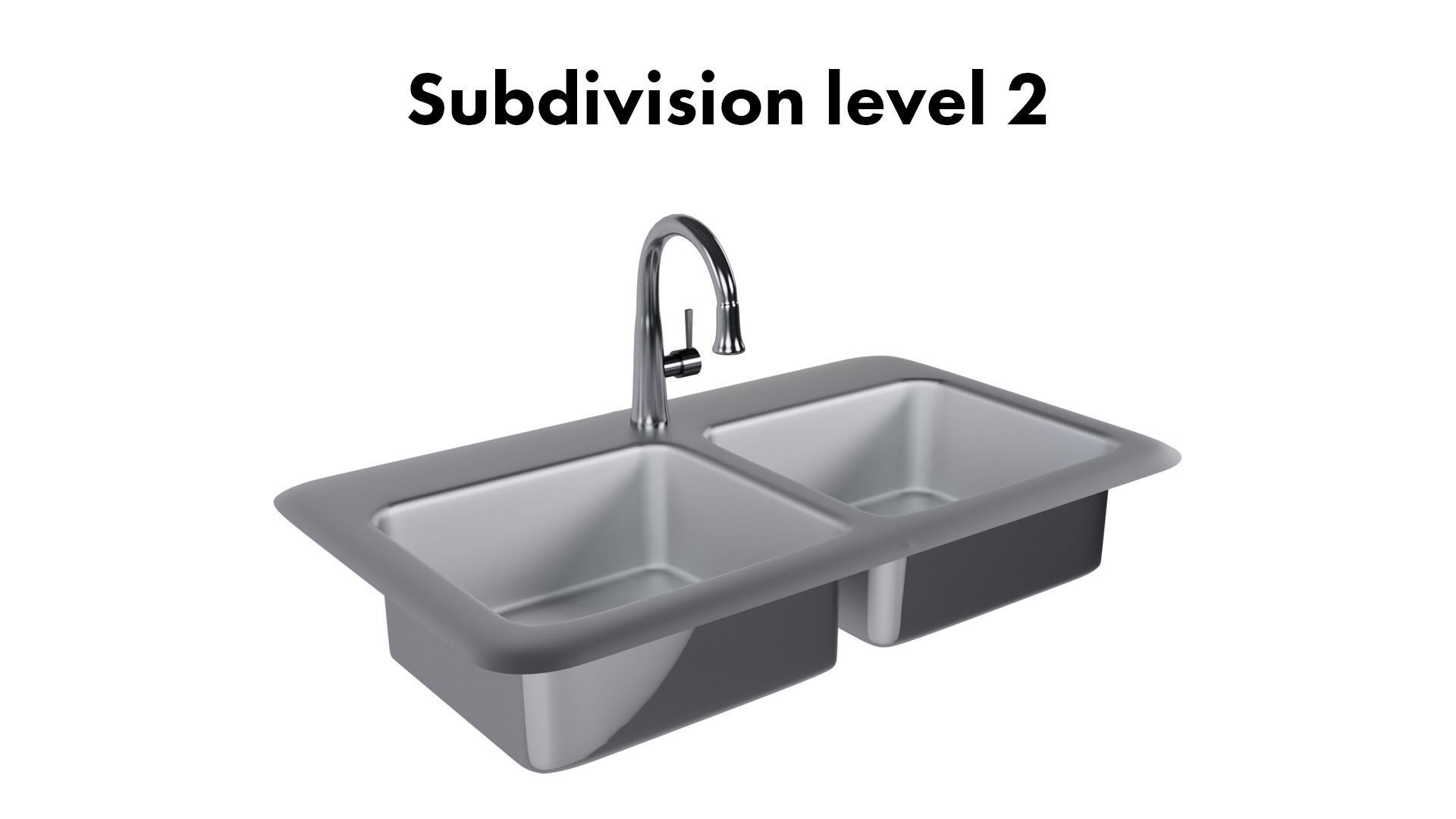 Low Poly Game ready Dual Kitchen sink with drain board  Low-poly 3D model_11