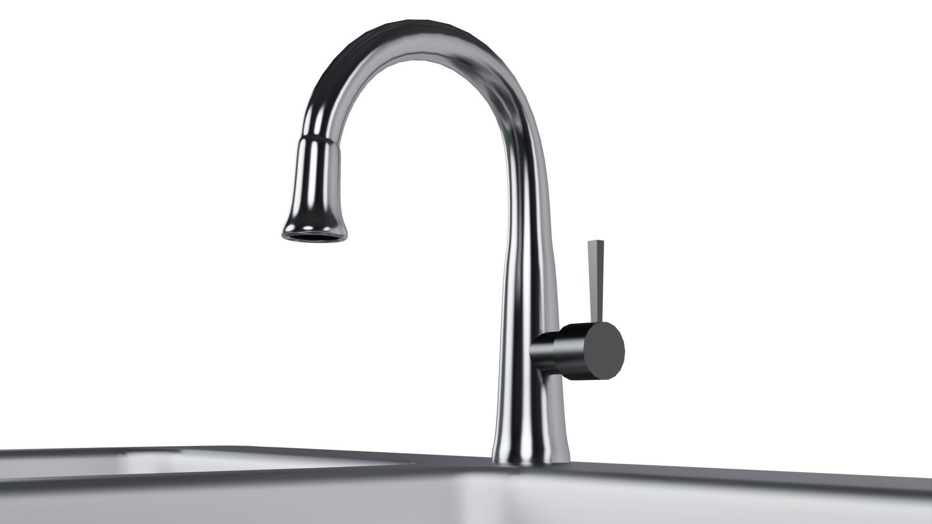 Low Poly Game ready Dual Kitchen sink with drain board  Low-poly 3D model_5