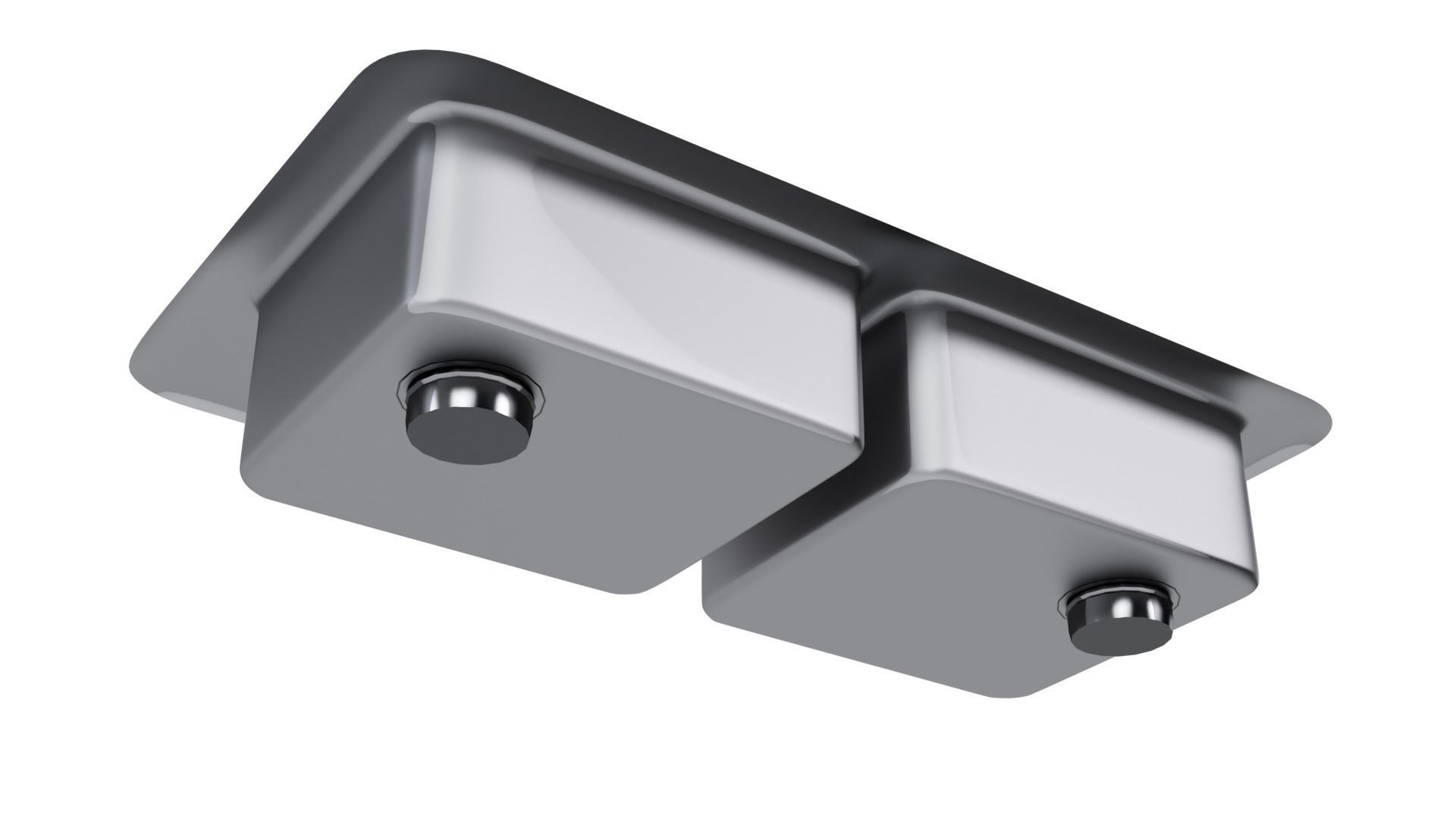 Low Poly Game ready Dual Kitchen sink with drain board  Low-poly 3D model_4