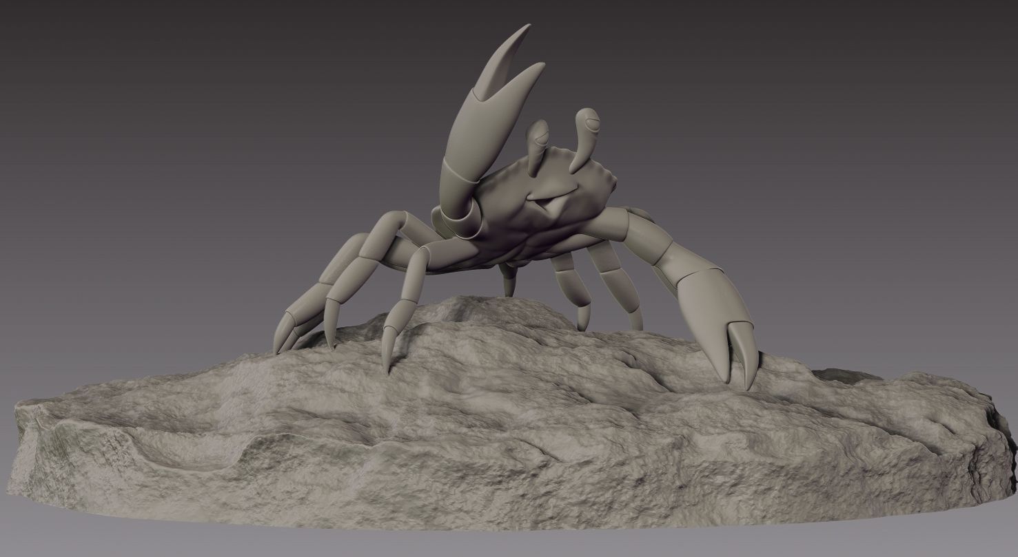 Stylized crab 3D print model_7