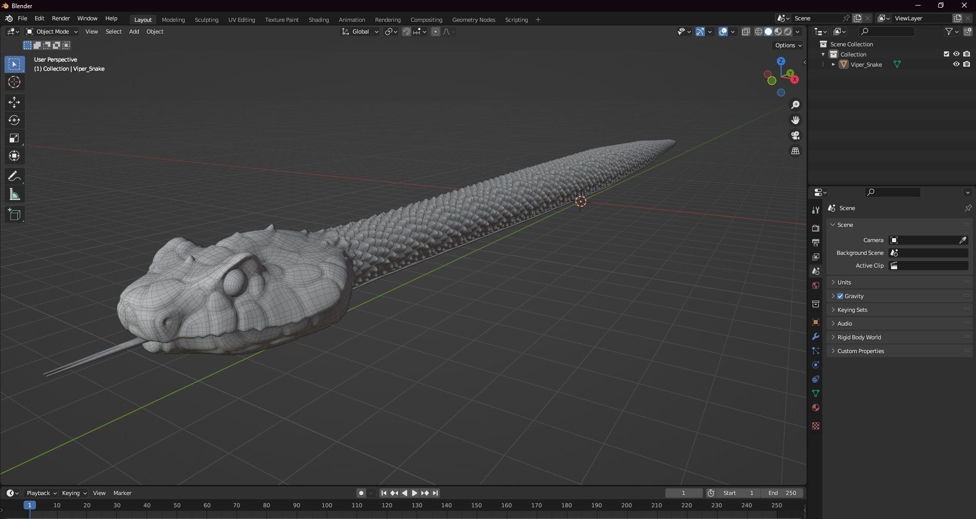 Realistic Rattlesnake Model statue of snake 3D model_13