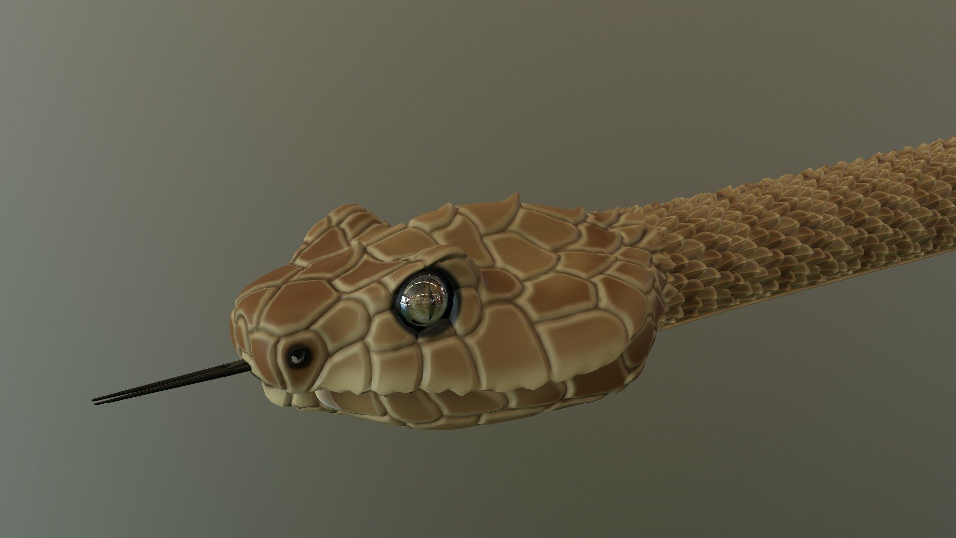 Realistic Rattlesnake Model statue of snake 3D model_3