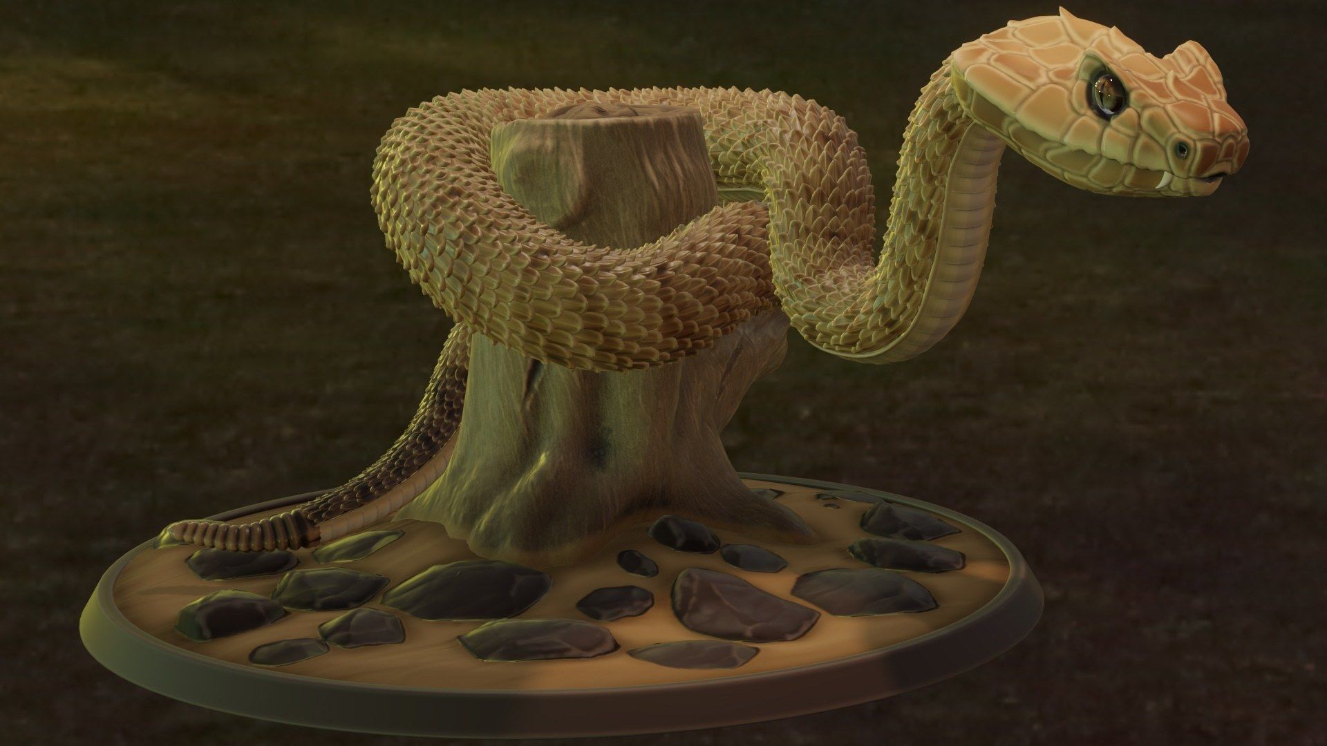 Realistic Rattlesnake Model statue of snake 3D model_2